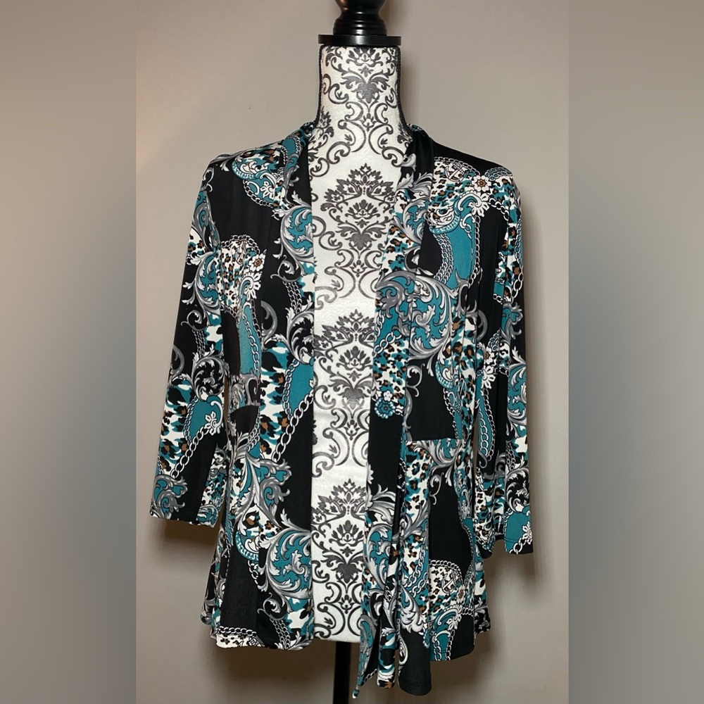 Printed Open Front Blouse